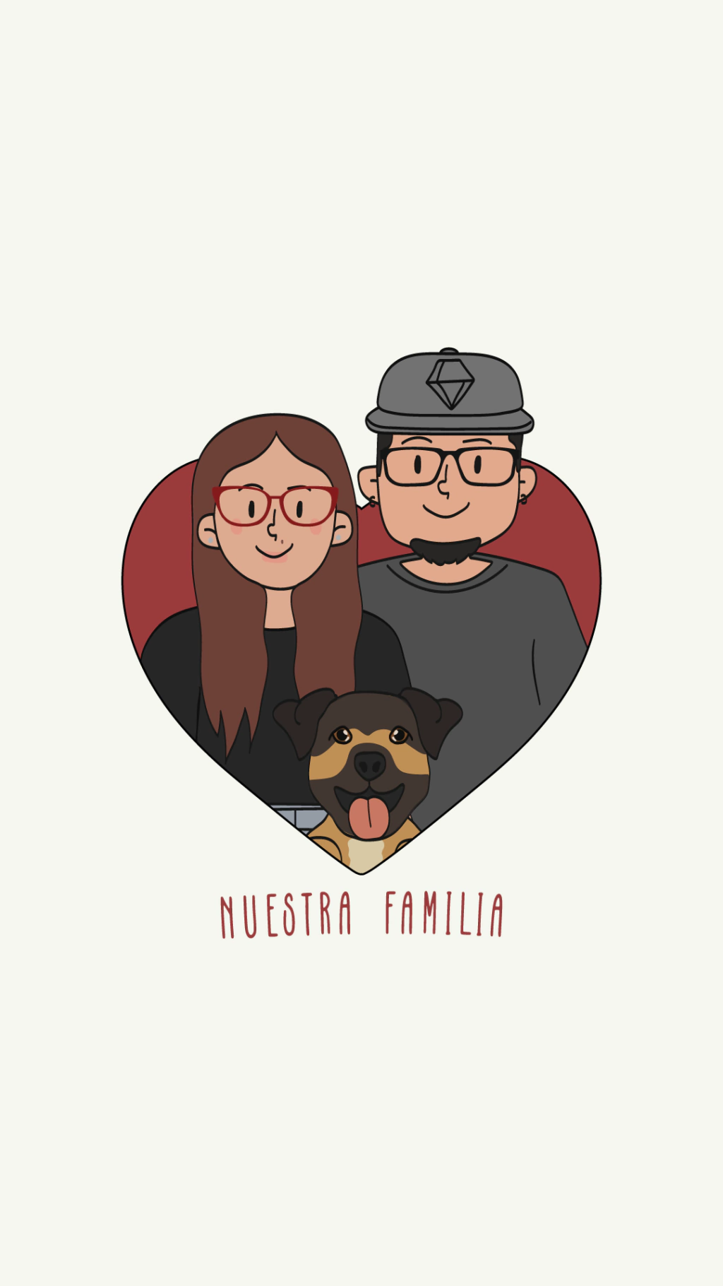Retrato de una pareja con su perrito